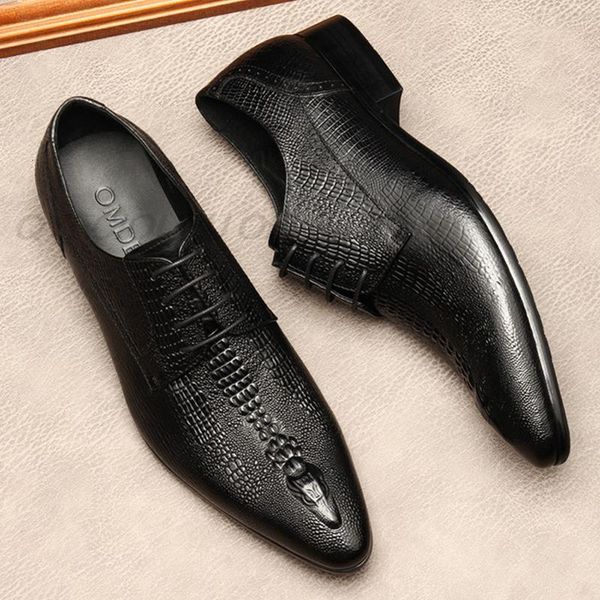 

dress shoes leather formal italian design for men pointed toe genuine lace up wedding business black oxford 55cv
