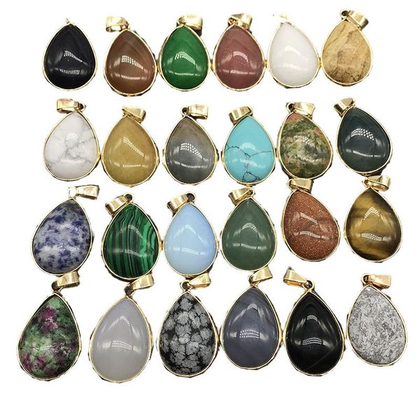 

crystal waterdrop stone necklace teardrop shape coated with water drop pendant mixed charm assorted gold chain necklaces, Silver