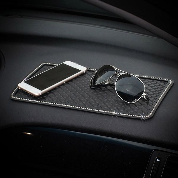 

car interior anti slip mat pvc with crystal non-slip pading dash board phone glasses perfume pad storage universal size holder