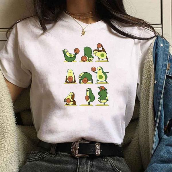

women's t-shirt women pulovers korean fashion clothing for womens avocado print t-shirts female short sleeve kawaii clothes friends, White