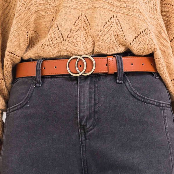 

women pu leather belt fashion soild colour double gold alloy round gp belt taille belt for jeans 2.80cm dunneu07v, Black;brown