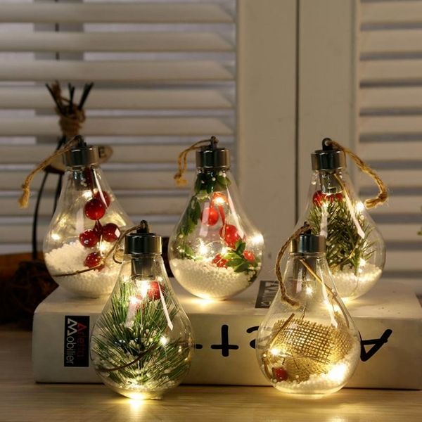 

led transparent christmas ornament christmas tree decoration pendant plastic bulb ball home decor birthday gift new year gifts
