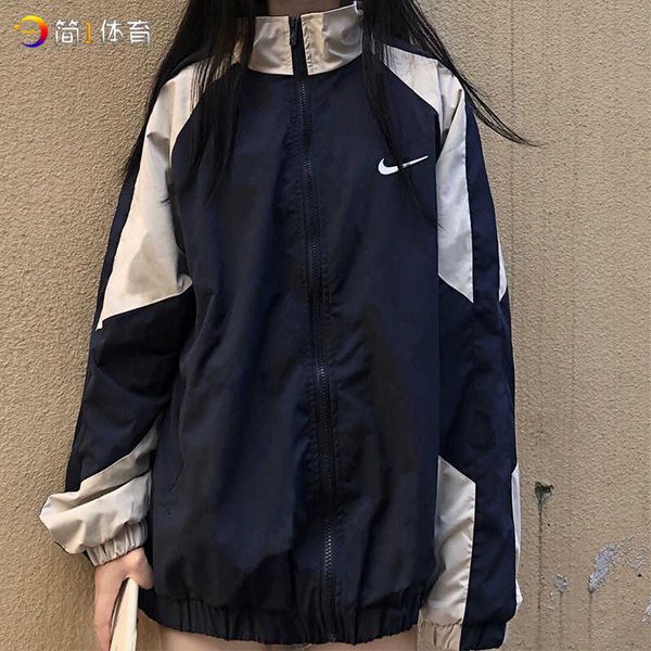 

coat men's autumn leisure sports women's breathable versatile couple loose stand collar et, Black