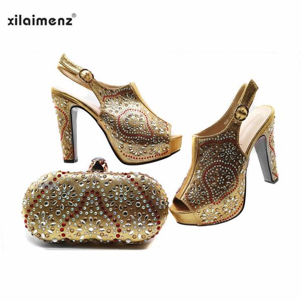 

gold matching italian shoes and bag set shoe with nigerian women dress, Black
