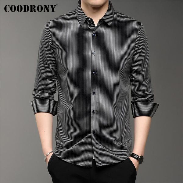

brand spring autumn arrival classic vertical striped long sleeve slim fit business casual shirt men clothing c6141 men's shirts, White;black
