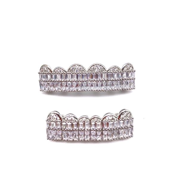 

new hip hop braces with zircon inlaid in hiphop teeth grillz, Silver