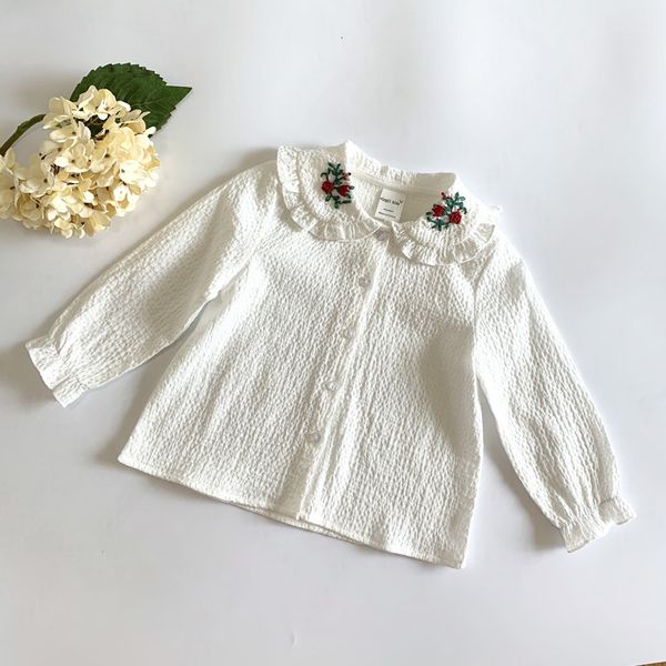 

girls blouse autumn baby girl children clothing long sleeve cotton white embroidery shirt blusas kids clothes, White;black