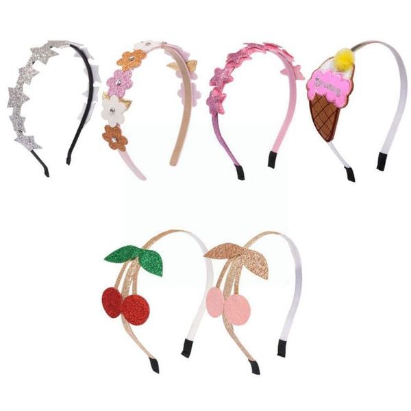 

hair accessories kids headband shiny sequin love heart flower party fashion hairband girls cute baby v5g8, Slivery;white