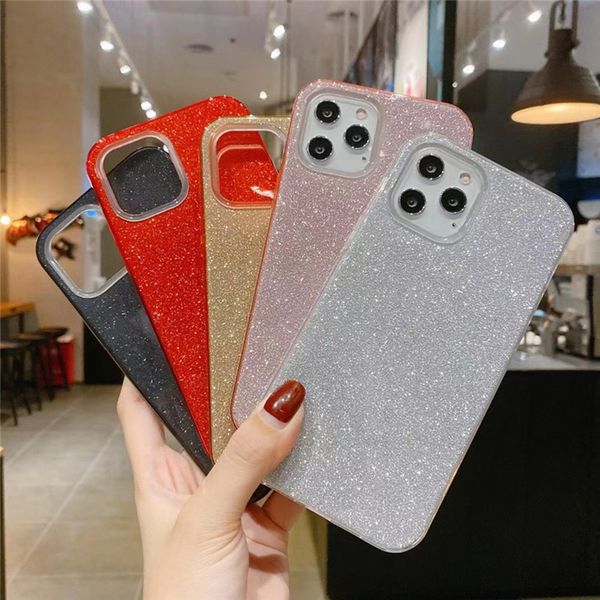 Glitter Kılıfları iPhone 12 Pro Max Mini 11 Samsung S20 Ultra S21 + A51 Cep Telefonu Kılıfı Koruyucu Kapak