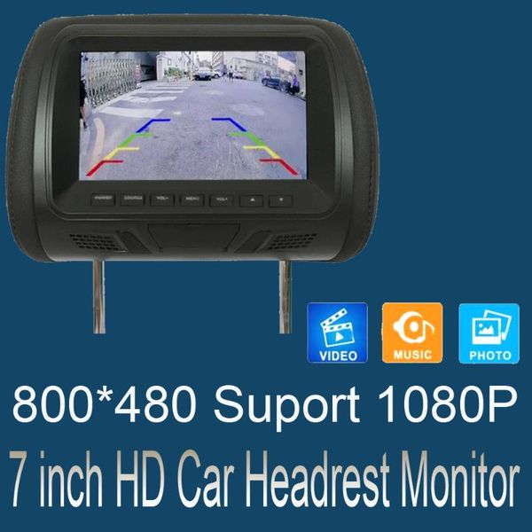 

car video universal 7 inches headrest monitor mp5 mp4 multimedia player with lighter plug adapter usb sd fm speakers