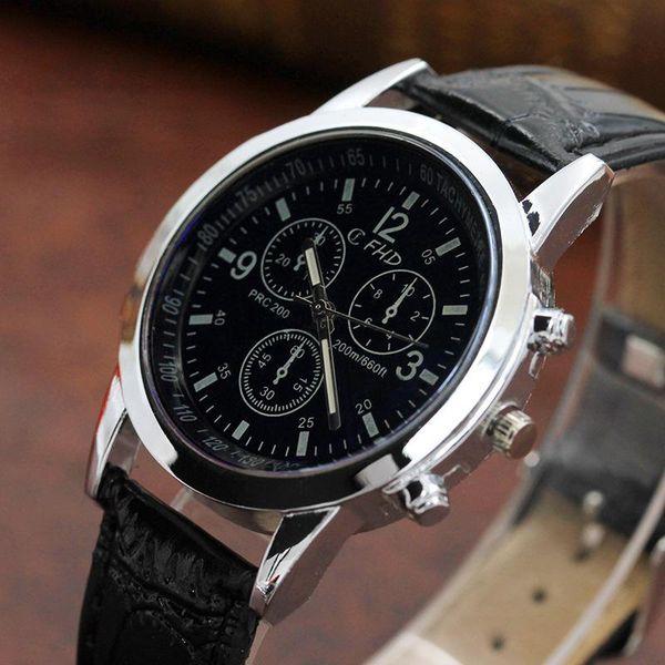 

men quartz wristwatches luxury business blue glass leather watches for ultra-thin super light military watch reloj caballero, Slivery;brown