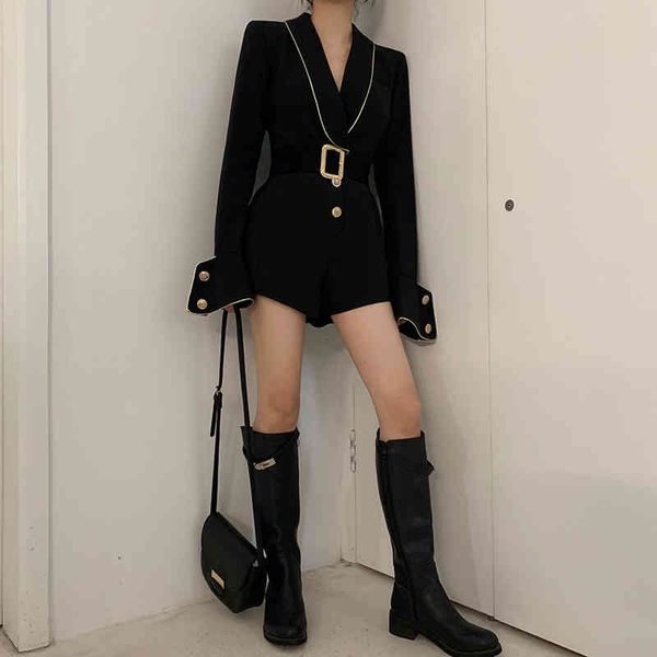 

women's jumpsuits & rompers [eam] loose fit women black bow split playsuits high waist pocket stitch pants fashion spring autumn 2022 1, Black;white