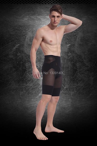 

men's body shapers men slimming pants bodysuit slim shaper fit underwear shorts thigh belly lift hips black/white, Black;brown