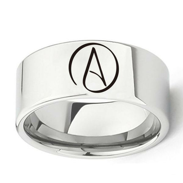 

10mm stainless steel atheist sign silver band couple jewelry size 6-13
