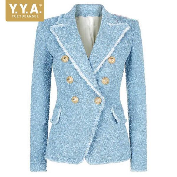 

office lady tassels weaving women tweed blazer jacket double breasted lapel slim fit plus size female outerwear coat women's sui, White;black