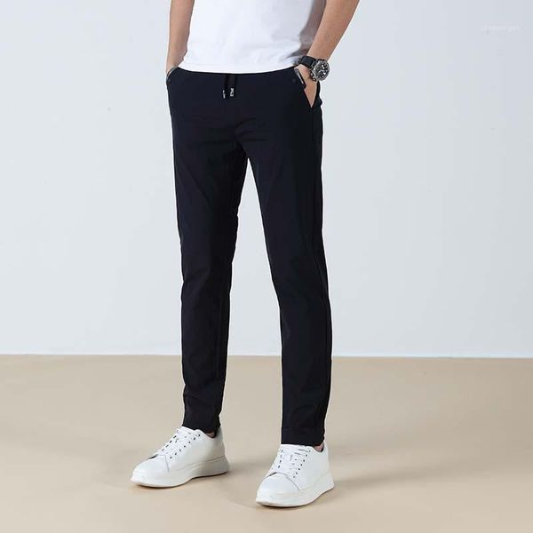

men's pants casual 2021 summer sports thin straight drawstring, Black