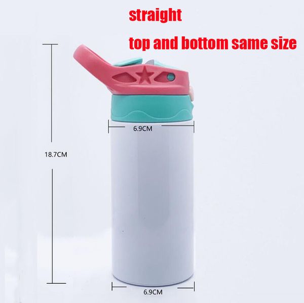 

straight 12oz sublimation kid water bottle sippy cups 7style candy color lid 304 stainless steel vacuum insulation thermos cup