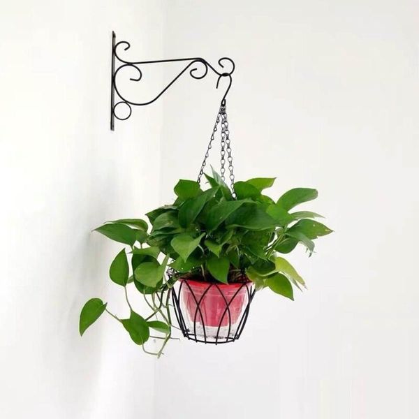 

t# 1pc hanging plants bracket european style wall planter hooks flower pot iron lanterns hanger for garden outdoor indoor patio & rails