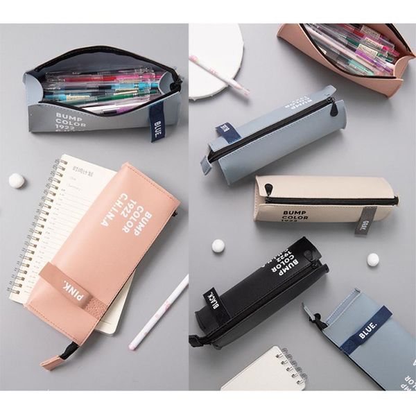 

pencil bags exquisite pu leather pouch large staionery storage bag makeups with portable handle for kid teenager school