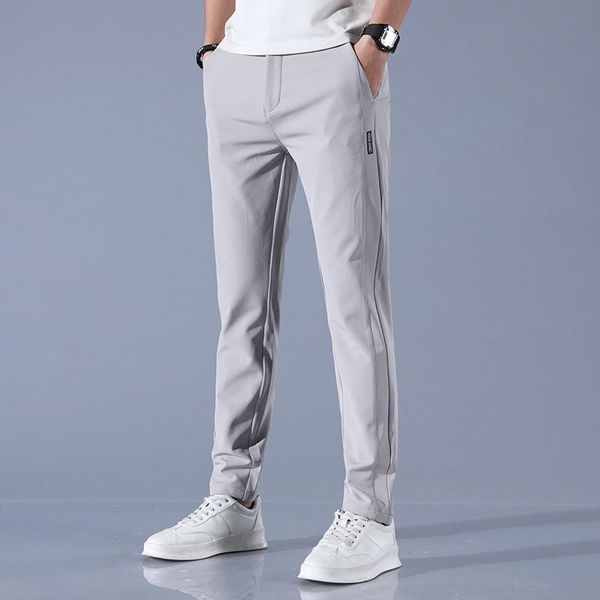 

spring summer classic men's elastic casual pants mens business dress slim fit jogger stretch long trousers male 38, Black