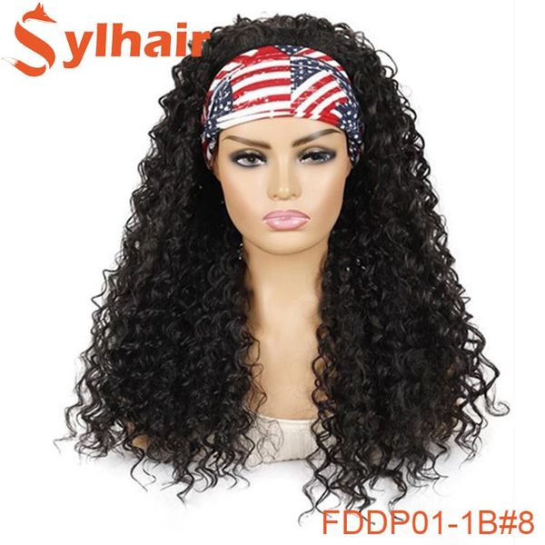 

synthetic wigs sylhair 24inch long headband wig with afro kinky curly black yaki straight