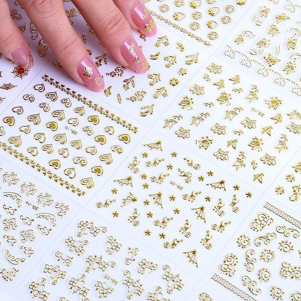 

sheets water nail stickers gold cartoon animal flamingo hollow designs sliders for decals diy manicure decora1, Black