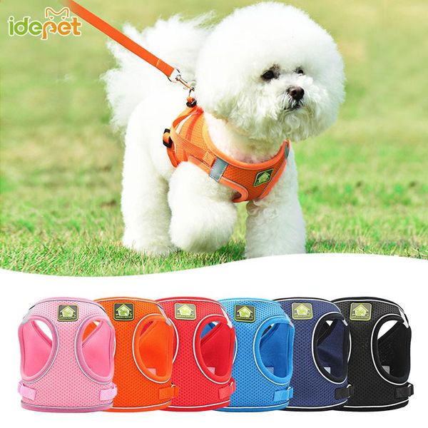 

cat collars & leads reflective pet harness with leash adjustable dog vest harnesses walking supply breathable solid collar for small large d