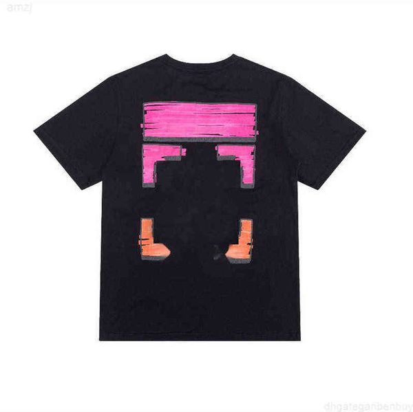 

fashion off brands cotton arrow t shirts designer oil paintting short sleeves men's t-shirt tee back printing black white ojom, White;black
