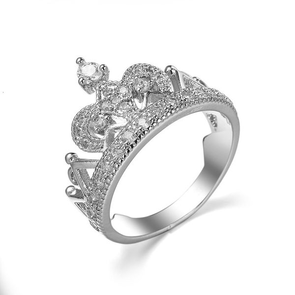 

popular crown jewelry zircon ring, Slivery;golden