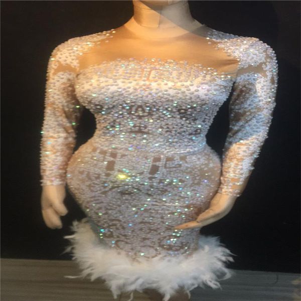 

party decoration e58 femlae evening dresses dj long skirt catwalk performance show outfits clothe dance stage costumes bar wears feather