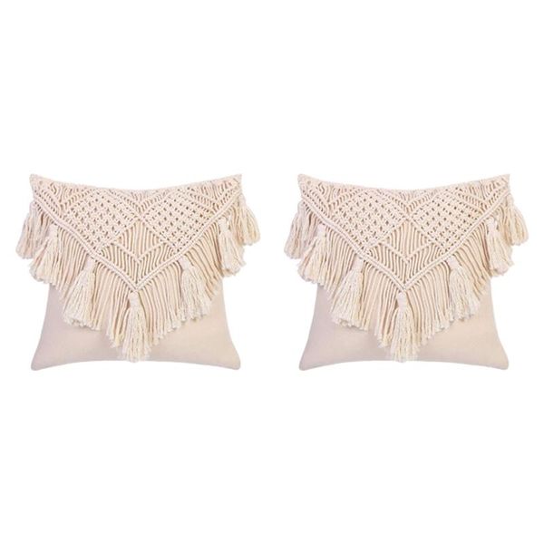 

2pcs for bed sofa with tassel macrame throw pillow cover cotton blend accessories square home decor comfy woven cushion case cushion/decorat