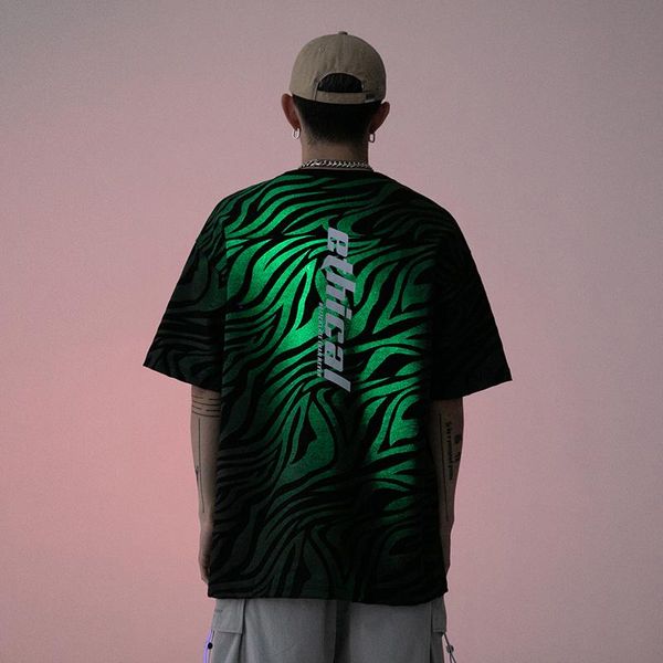 

black/white fashion luminous printed tshirt men short sleeve o-neck cotton t shirt mens harajuku hip hop streetwear t-shirt men's t-shi, White;black