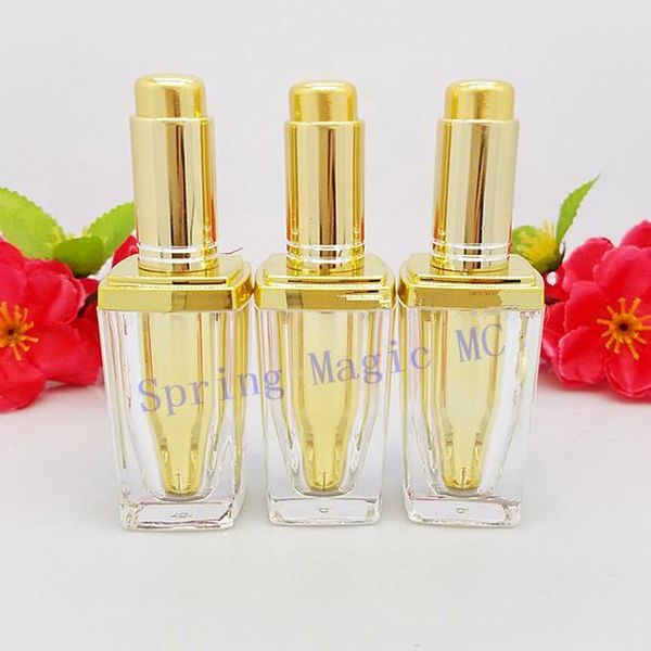 

storage bottles & jars 10ml gold silver acrylic essential oil dropper bottle with press pump glass dropper,serum cosmetic container,plastic