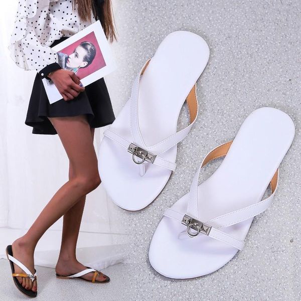 

slippers whnb 2021 summer style large size flip-flop ladies, Black