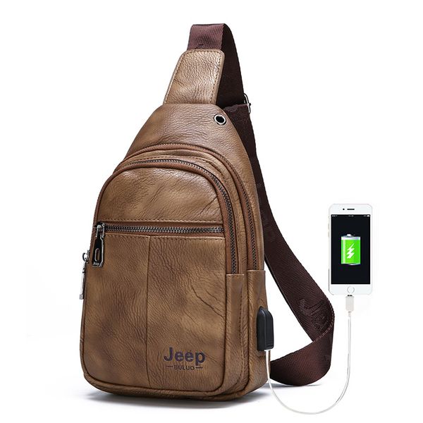 

fashion trend chest bag male usb charging messenger shoulder retro outdoor leisure trade foreign pkpkt