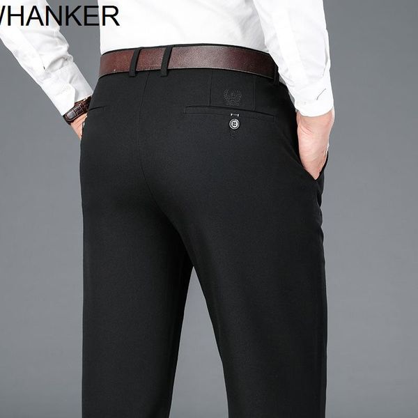

men's jeans autumn winter trousers soft iron high-end business thickened casual pants loose high waist straight, Blue