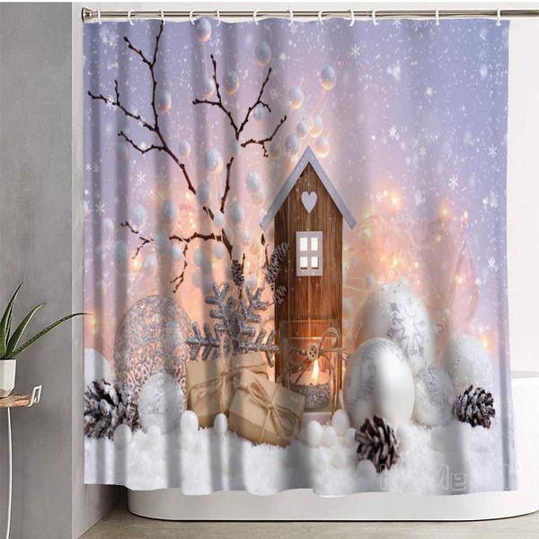 

shower curtains winter christmas snow scene curtain decor waterproof bathroom decorations