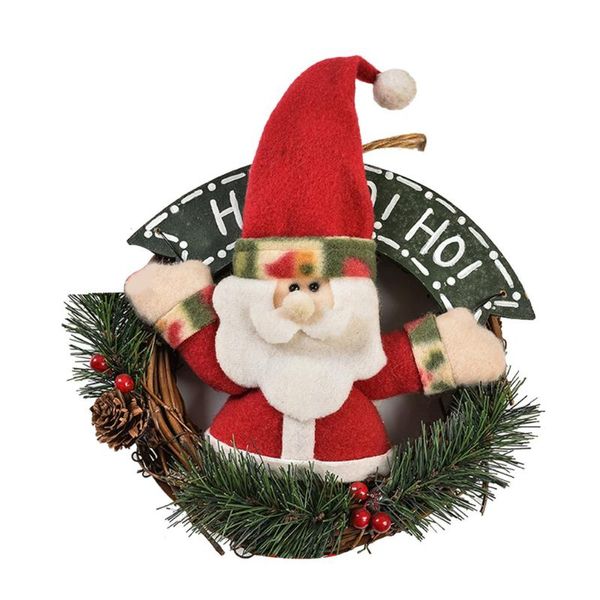 

year decorations 2021wooden merry christmas garland wreath wall decor hanging rattan ring door ornaments home decorative flowers & wreaths