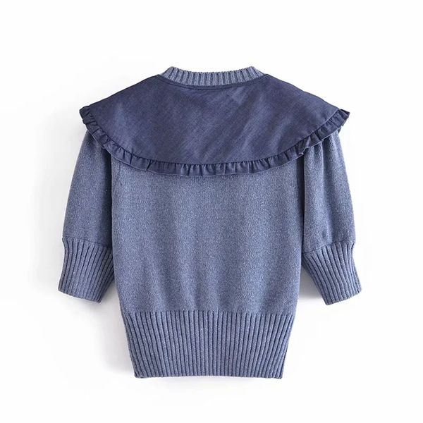 

women's knits & tees winter sweater with grey hemp on its collar, White