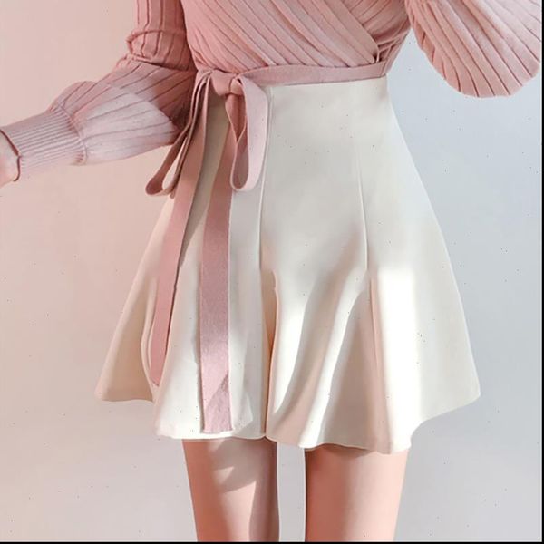 

a line s xl women skirts plus size summer short korean high waist school girl solid vintage mini skrits, Black