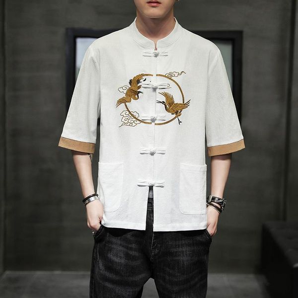 

ethnic clothing man chinese style tang suit solid oriental traditional retro buckle male china casual cotton jacket coat plus size -5xl, Red