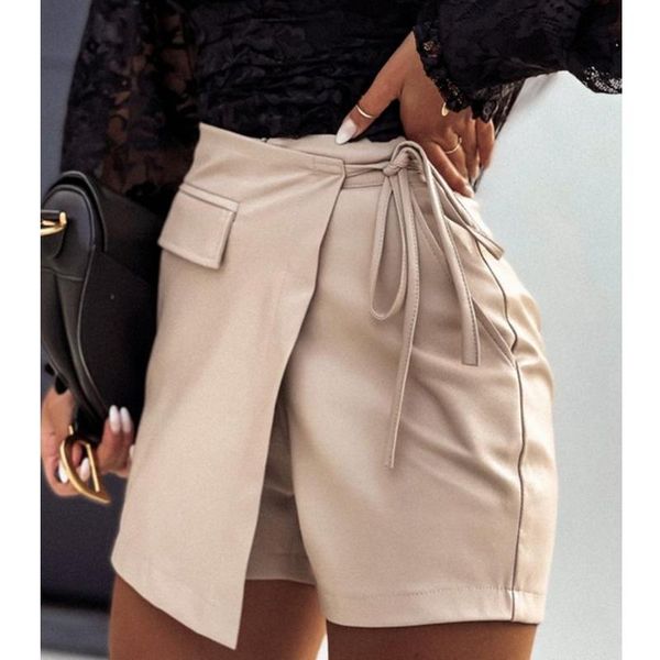 

women's shorts mandylandy strap leather women high waist bodycon skirts streetwear pu short pants leathers, White;black