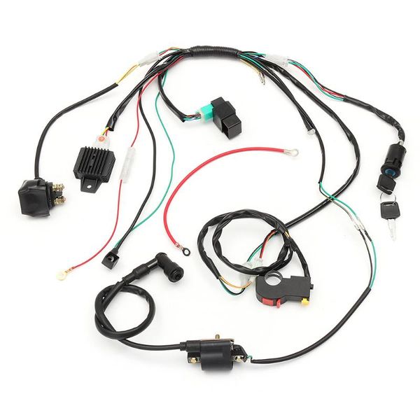

pedals atv complete start engine accessories 50-125cc quad bike electric stable universal buggy wiring harness kit