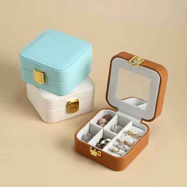 

gift wrap 1pcs 9.5x9.5x5cm women jewelry box high capacity necklace earrings rings storage portable travel case casket