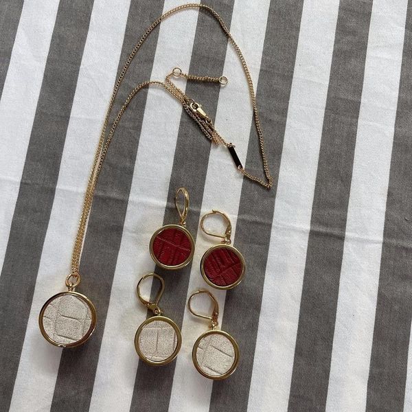 

dangle & chandelier french gold hemispheric glossy leather design earring necklace collarbone chain simple european and american fashion, Silver