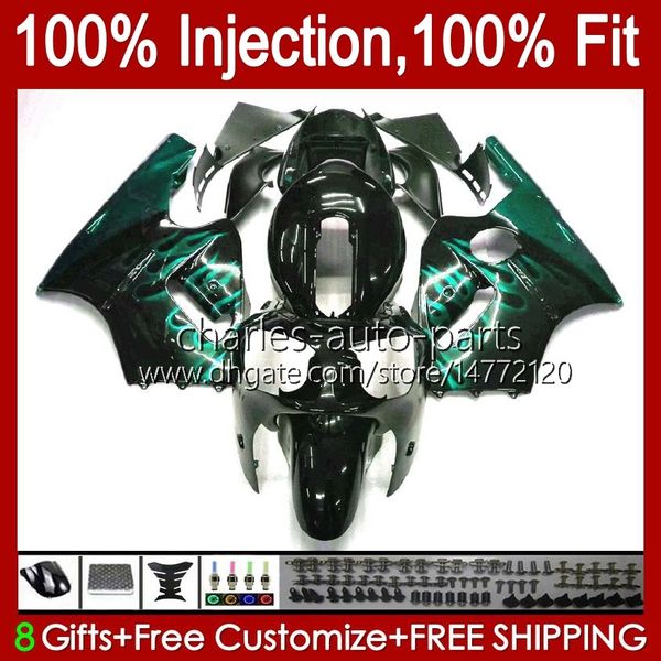 Carrozzeria per stampi ad iniezione OEM per KAWASAKI NINJA ZX1200 C ZX1200C ZX 12 R 1200 CC 2000 2001 Corpo 2No.116 ZX 1200 12R 1200CC ZX-12R 00-01 ZX12R 00 01 Kit carenatura fiamme ciano