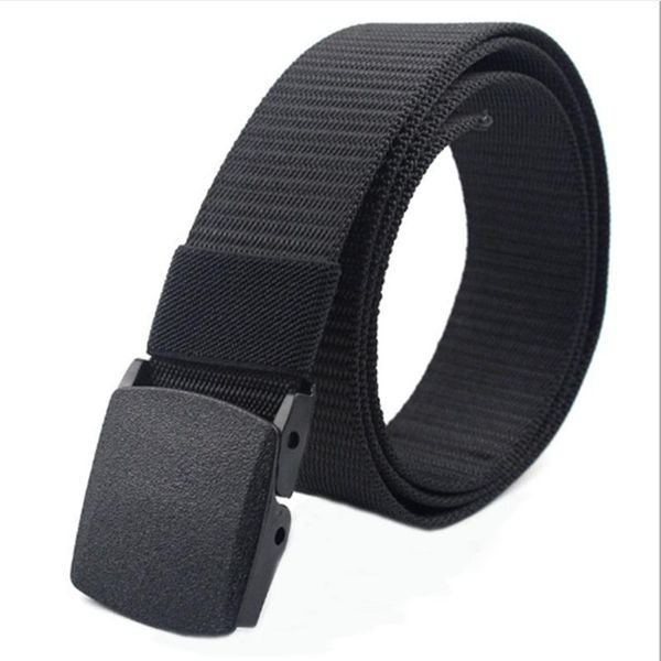 

belts men's womens plain color nylon canvas outdoor training belt plastic buckle pd001, Black;brown