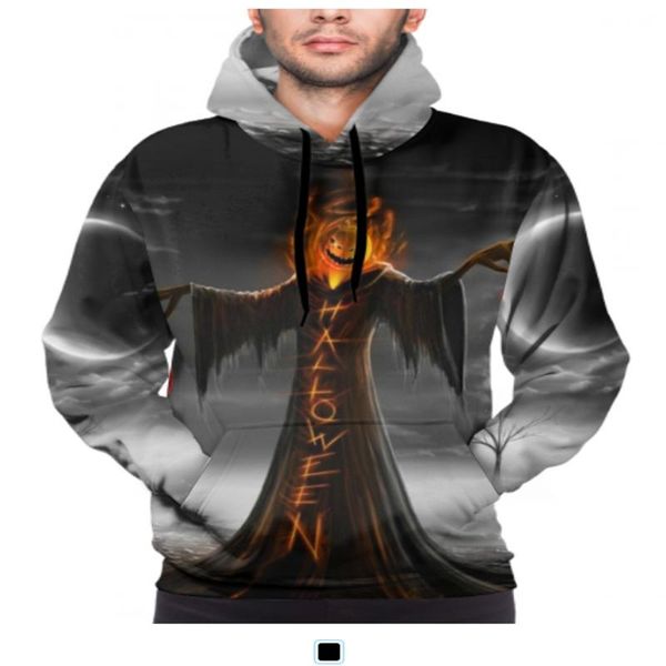 

men's hoodies & sweatshirts 2021 european and american fashion loose casual 3d digital printing halloween trend couple hooded pullover, Black