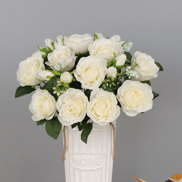 

decorative flowers & wreaths 9 heads artificial flower bouquet plastic fake rose for diy home wedding table decoration centrepieces