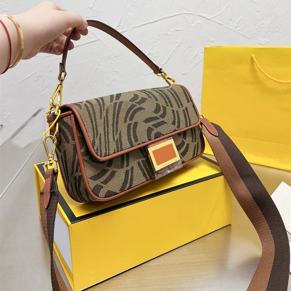 

womens designers baguette brown fabric bag canvas shoulder bags crossbody pouch wallet purse luxurys totes leather handbags fending